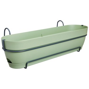 Elho Jardinière balcon Vibia Campana, verte, 70cm, avec support pour rambarde.