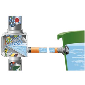 Garantia filtro pluviale Regendieb Grigio collegato alla botte per la pioggia, accessori per punti di prelievo acqua.
