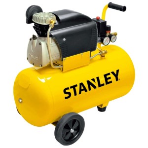 Compresseur Stanley D210/8/50 jaune avec réservoir de 50L et manomètre pour outils pneumatiques.
