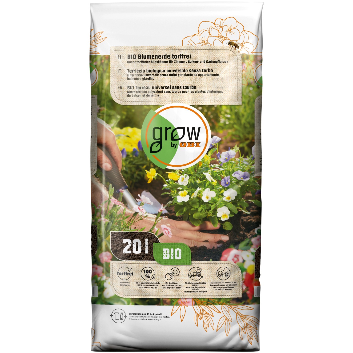 GROW by OBI BIO Blumenerde torffrei 20 l kaufen bei OBI