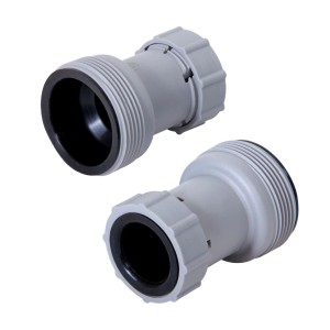 Adaptateur de tuyau gris pour tuyaux de piscine, diamètre 38mm.