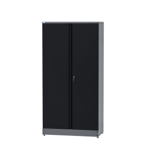 Armoire haute Küpper, 2 portes, noir-gris clair, avec 4 étagères. Armoire à outils pour atelier et garage.