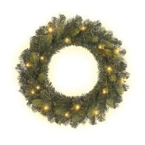 Ghirlanda Ketola abete artificiale 60 cm, verde, illuminata. Ideale per porta e parete. PE resistente con LED caldi.