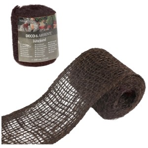 Nastro di iuta decorativo Videx Garden, marrone scuro, 6x300cm. Materiale naturale per protezione del fusto e decorazione giardino.