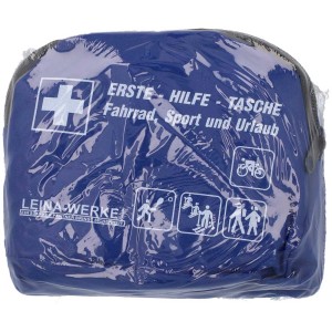 Kit di pronto soccorso assortito in blu, rosso o nero, ideale per i viaggi.