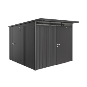 Doppia porta Biohort in grigio scuro metallizzato per casette da giardino HighLine, AvantGarde e Panorama.