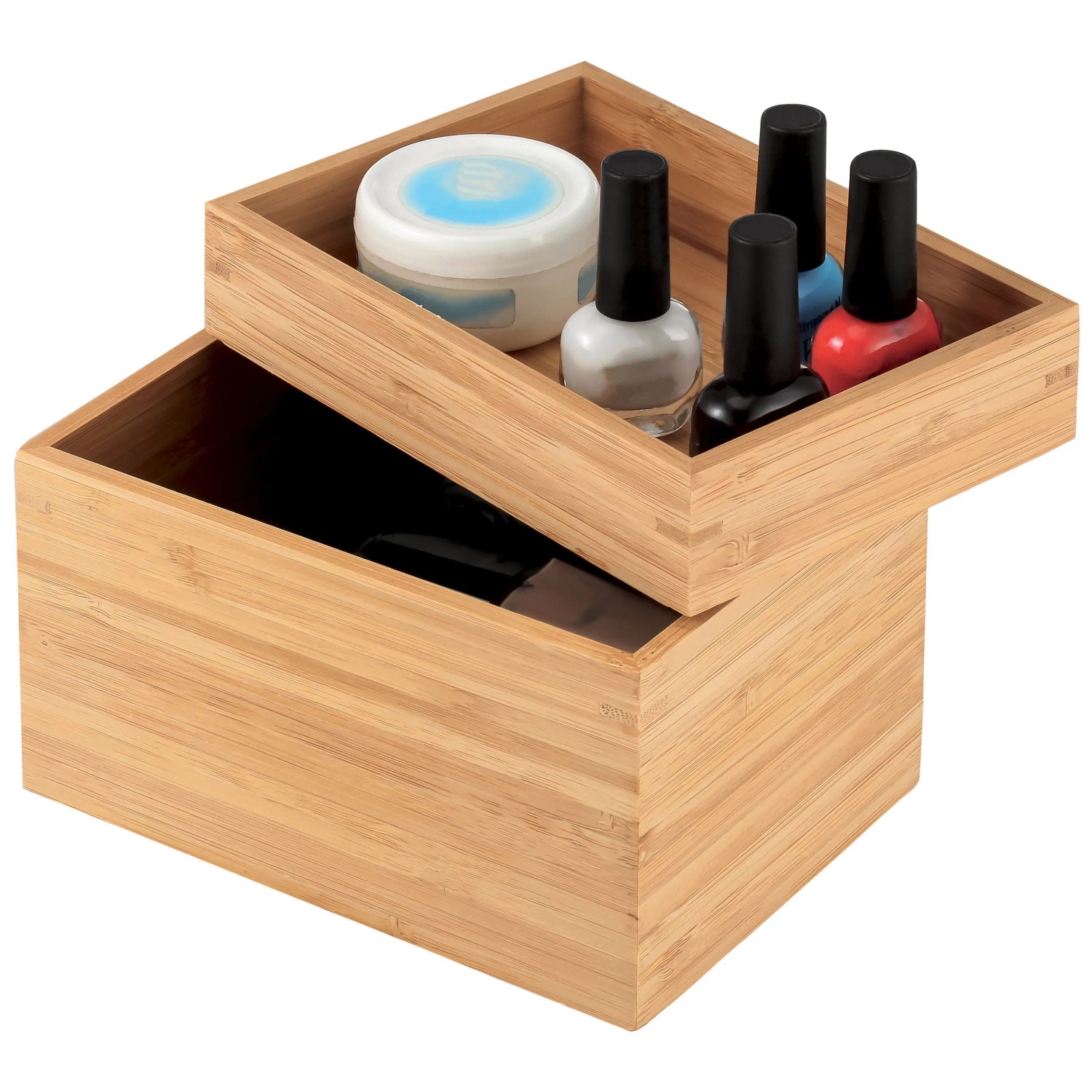 MSV Kosmetik-Organizer Isalys Bambus Schachtel mit Deckel