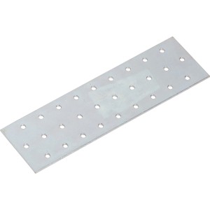 Connettore piatto zincato rettangolare 200x60 mm con fori per fissare giunzioni in legno.
