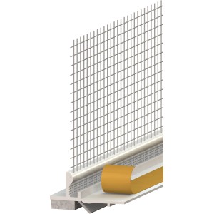 Profilo per spallette Catnic con rete e labbro di protezione, 2,5x14,5x240cm, per supporto intonaco.