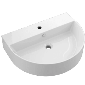 Lavabo Domberg DB2003, 60x45 cm, vasque blanche avec trou de robinet et trop-plein.