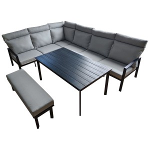 Ensemble lounge 5 pièces Acamp Kavala avec canapé, banc et table pour jardin ou terrasse.