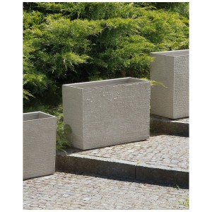 Jardinière rectangulaire beige Beliani Edessa, 50x29x70 cm, pour intérieur et extérieur.