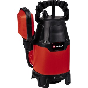 Pompe pour eaux chargées Einhell GC-DP 3325 rouge et noire avec poignée et interrupteur à flotteur.