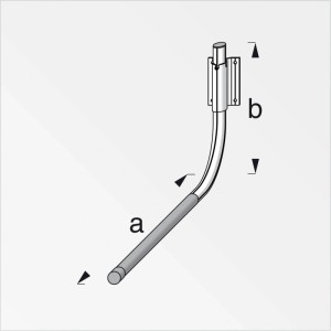 Support vélo Alfer en aluminium brillant avec revêtement en caoutchouc rouge pour fixation murale. Dessin technique.