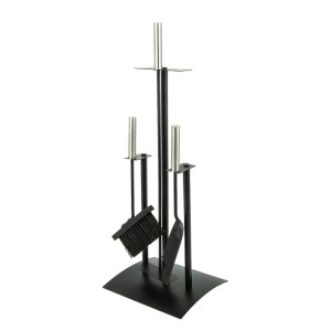 Set d'outils de cheminée 3 pièces noir Valo Oslo Premium avec pelle, brosse et tisonnier.