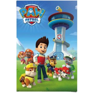 Maxi poster Pat' Patrouille avec Ryder et les chiots devant le quartier général.