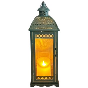 Lanterne en métal, couleurs assorties, Ø 17 cm, hauteur 52,5 cm, avec parois en verre et porte.