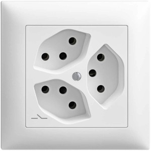 Prise encastrée blanche Feller EdizioDue avec insert 3x Type13.