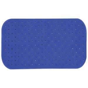 Tappetino da bagno antiscivolo blu MSV in gomma con ventose, 36x65 cm.