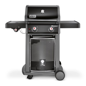 Weber Gasgrill Spirit E-220 Classic Black mit 2 Brennern und Seitentischen.