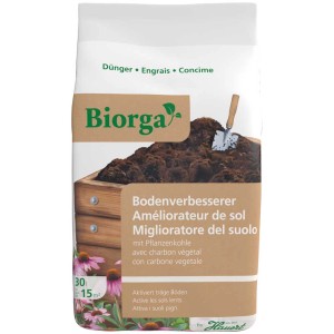 Hauert Biorga amendement du sol avec charbon végétal, sac de 30 l pour un sol sain.