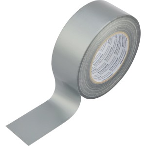Rouleau de ruban adhésif toilé argenté, largeur 50 mm, usage polyvalent.