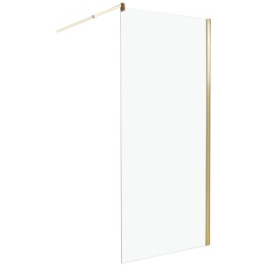 Paroi de douche Beliani Ahaus en verre transparent avec profils dorés, 190x90 cm, pour douches à l'italienne.