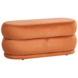 Banquette de lit Beliani Ellendale orange en velours, forme ovale.