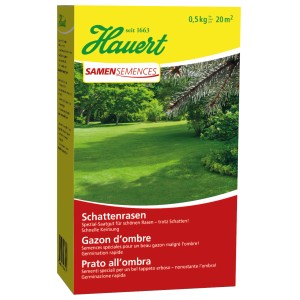 Paquet de graines pour gazon d'ombre Hauert 0,5kg pour les zones ombragées.