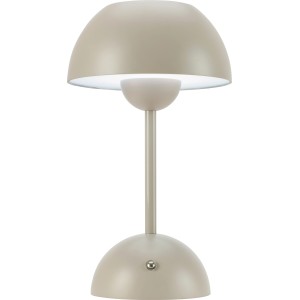 Beige Solar-LED-Tischleuchte Messina, Ø 16 cm, für den Außenbereich.