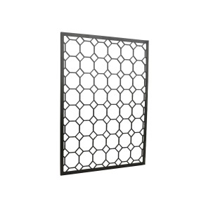 Griglia portaoggetti nera Denpanels con 4 ganci per pannello acustico.