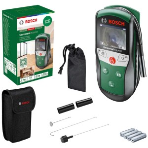 Caméra d'inspection Bosch UniversalInspect avec accessoires pour les zones difficiles d'accès.