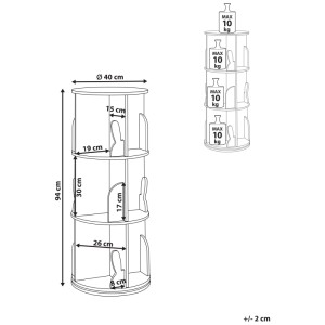 Étagère à livres rotative Beliani Caney pour enfants, motif lapin, 3 étagères, Ø 40 cm, H 94 cm. Dimensions & 10 kg de charge.