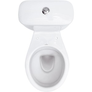 Set WC combinato Baliv 865 bianco con sedile e scarico verticale, vista dall'alto.
