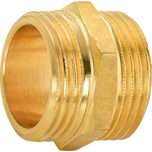Double mamelon fileté en laiton 33,3 mm (R 1) pour raccords de tuyaux sécurisés.