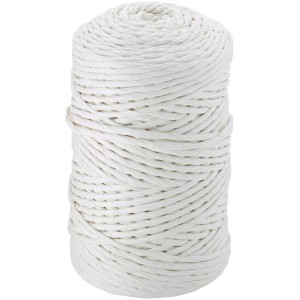 Ficelle à lier blanche, diamètre 3 mm, longueur 150 m, enroulée.