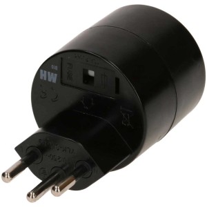 Adaptateur de voyage noir Schuko Type12 pour prises suisses.