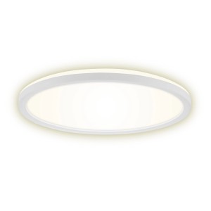 Plafonnier LED Brilo rond blanc avec éclairage indirect.