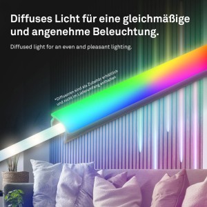 Briloner Striscia LED Set di estensione per pannelli con RGB+W, dimmerabile, 2,6 m, Bianco.