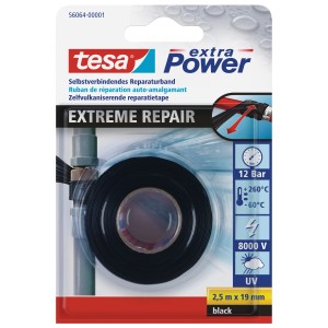 Tesa extra Power Extreme Repair, nastro riparatore nero, 2,5m x 19mm, autoagglomerante.
