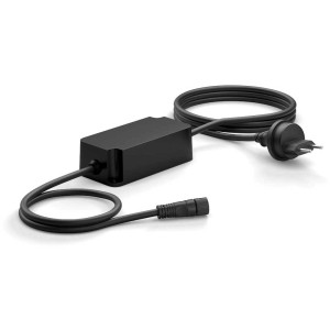 Philips Hue Outdoor Netzteil 40W, schwarzes Gehäuse mit Kabel und Stecker für Aussenleuchten.