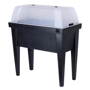 Letto rialzato in plastica antracite con copertura trasparente, 88x40x80 cm.