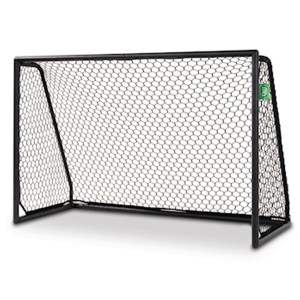 Porta da calcio Exit Scala in alluminio nero, 180x120 cm, con rete per gioco e divertimento in giardino.