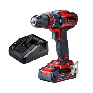 Einhell TE-CD 18/44 trapano avvitatore a percussione a batteria con batteria e caricabatterie, rosso/nero.