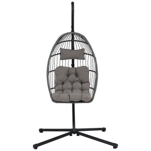 Fauteuil suspendu gris Acamp Bikini avec coussins, idéal pour se détendre dans le jardin ou sur la terrasse.
