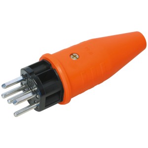 Steko TPE-Stecker T15, orange, für Schweizer Steckdosen. Robuster Stecker aus thermoplastischem Elastomer.