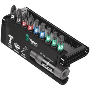 Wera Bit-Set Bit-Check 10 Impaktor, verticale, 10 pezzi con inserti e supporto.
