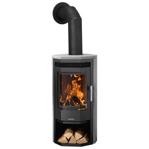 Poêle à bois Justus Usedom avec stéatite, noir, 5 kW, classe énergétique A+.