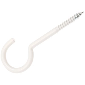 Weißer Conacord Wäscheleinenhaken aus Stahl, 65 mm lang, mit Schraubgewinde.