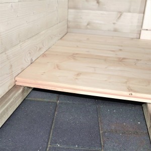 Pavimento in legno per casetta da giardino (15m²) con battiscopa (18mm), naturale.